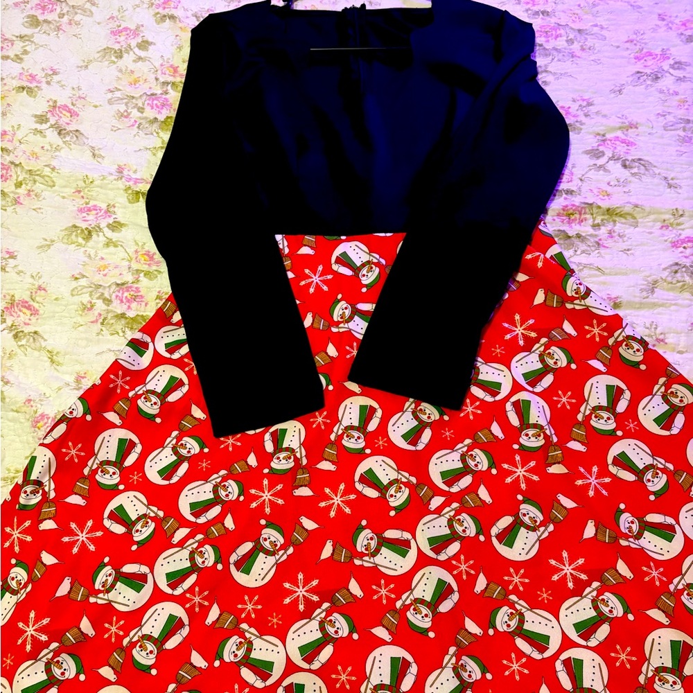Festive Snowman Women’s Dress - Red and Black worn once